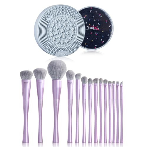Jessup Makeup Brush Cleaning Mat A004 Bundled With Makeup Brushes Set Professional T512
