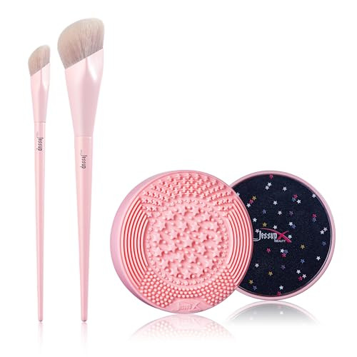 Jessup Pink 2Pcs Makeup Brushes T497 With Brush Cleaning Mat A005