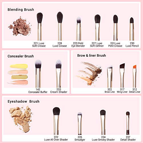 Jessup Professional Eye Makeup Brushes Set Natural-Synthetic 15Pcs T284 With Foundation Brush Sf001