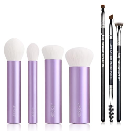 Jessup Eyebrow Makeup Brush Set Professional T326 Bundled With Face Kabuki Makeup Brushes Set T517