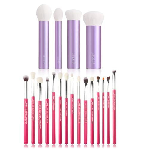Jessup Professional Natural-Synthetic Eye Makeup Brushes Set 15Pcs T197 Bundled With Face Kabuki Makeup Brushes Set T517