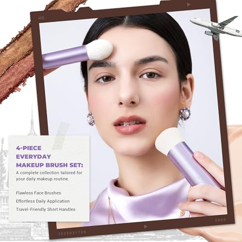 Jessup Face Kabuki Makeup Brushes Set T517 Bundled With Angled Eyeliner Brush Set T345