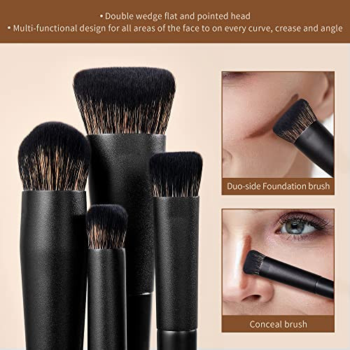 Jessup Makeup Brushes Set Black 14Pcs T336 Bundled With Face Kabuki Makeup Brushes Set T517