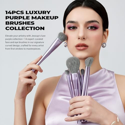 Jessup Makeup Brushes Set Professional T512 Bundled With Foundation Brush Sf002