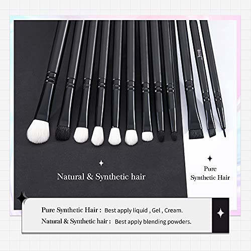 Jessup Eyeshadow Brush Set 12Pcs Black T322 Bundled With Face Kabuki Makeup Brushes Set T517