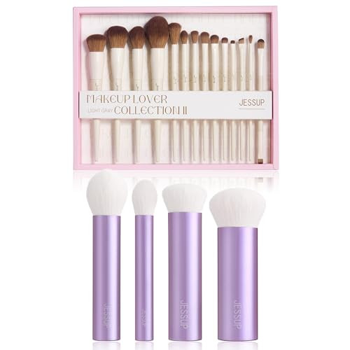 Jessup Makeup Brushes 14Pcs Makeup Brush Set With Box T329-G Bundled With Face Kabuki Makeup Brushes Set T517
