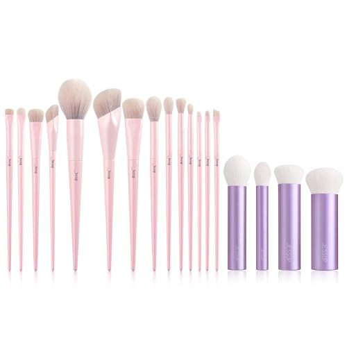Jessup Pink Makeup Brushes Set 14Pcs T495 Bundled With Face Kabuki Makeup Brushes Set T517