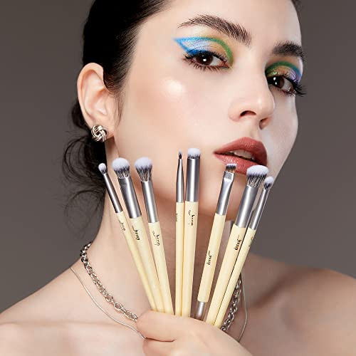 Jessup Eyeshadow Brush Set 8Pcs T328 Bundled With Face Kabuki Makeup Brushes Set T517