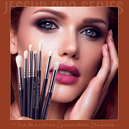 Jessup Eyeshadow Brushes T340 With Foundation Brush+ Makeup Sponge T881