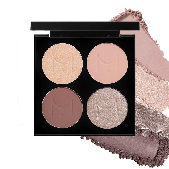 Jimyauqin 4 Colors Eyeshadow Brown Matte & Shimmer Makeup Palette - High Pigment Long-Lasting Waterproof With Built-In Mirror For Daily Makeup (01#)