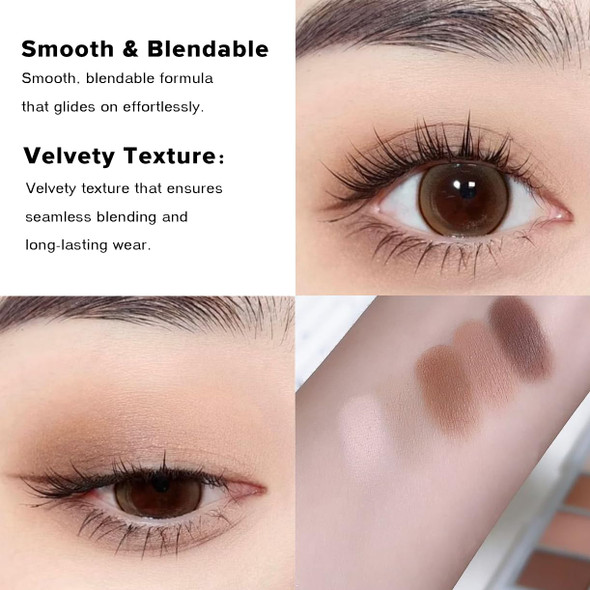 Jimyauqin Neutral Brown Eyeshadow Palette - 5 Colors Nude Brown Tones Velvety Matte Long-Lasting & Waterproof For Natural Everyday Looks (04#)