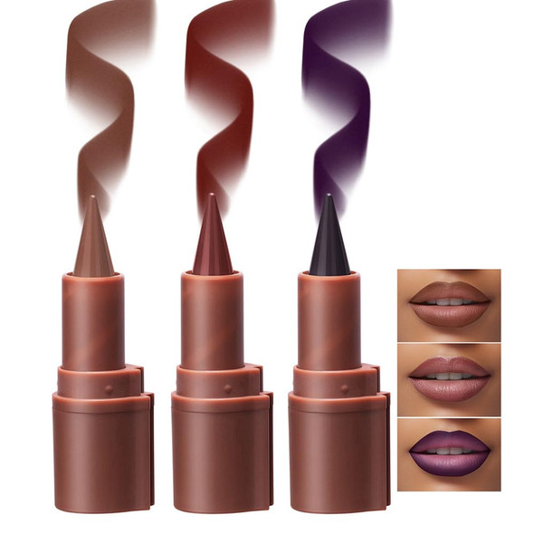 Jimyauqin 3Pcs 2 In 1 Lip Liner Set - Matte Nude Creamy Lip Pencil Dark Brown Red High Pigmented Long-Lasting Lip Liner With Plumping Effect (Milky Tea+Caramel+Grapes 3Pcs)