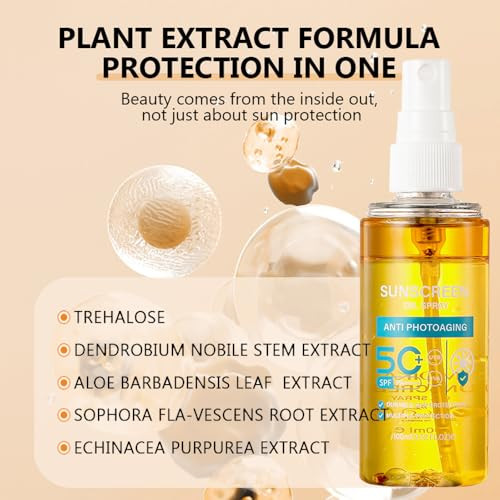 Jimyauqin Body Sunscreen Oil Spray Spf 50 - Lightweight Hydrating And Glow-Boosting Mist For All Skin Type 100Ml