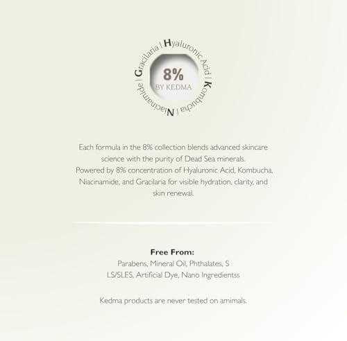 Kedma 8% - Repairing And Moisturising Hand Cream With Hyaluronic Acid - Kombucha And Niacinamide - For All Skin Types - No Parabens Sulphates - 100 G'