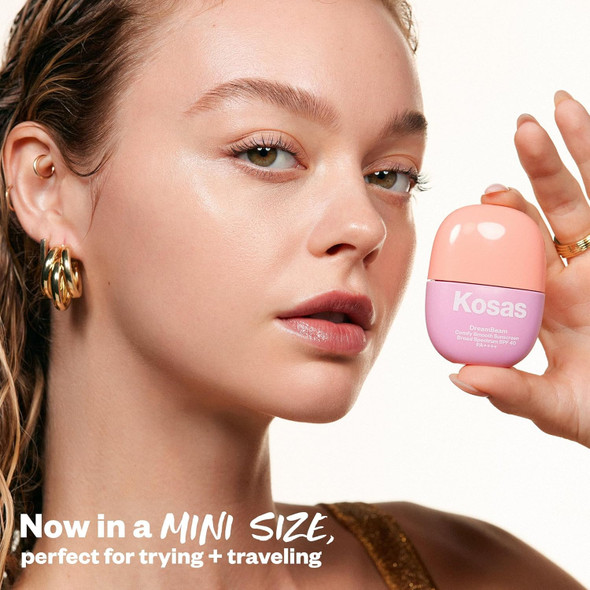 Kosas Dreambeam Water Resistant Sunscreen Spf 40 - Smooth Liquid Sun Protection For Face Lightweight Makeup Base W/Hyaluronic Acid Ceramides & Peptides - Golden Glow Sunlit 40 Ml