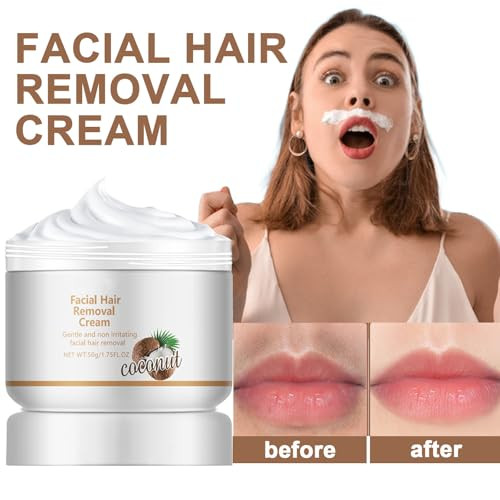 Krmspe Facial Depilatory And Hair Removal Cream For Women Coconut Facial Hair Removal Cream For Upper Lip And Chin For Face Hair Remover For Body Sensitive Skin Gentle And Non-Irritating (2Pcs)