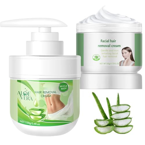 Krmspe Facial Depilatory And Hair Removal Cream For Women Aloe Vera Facial Hair Removal Cream For Upper Lip And Chin For Face Hair Remover For Body Sensitive Skin Gentle And Non-Irritating (2Pcs)