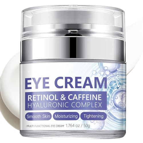 Krmspe Caffeine Eye Cream For Dark Circles And Puffiness Retinol Eye Cream For Anti-Aging & Wrinkles Firming & Repair Under Eye Moisturizer For Hydrating Reduce Fine Lines Smoothing Skin Care 1.76 Fl Oz