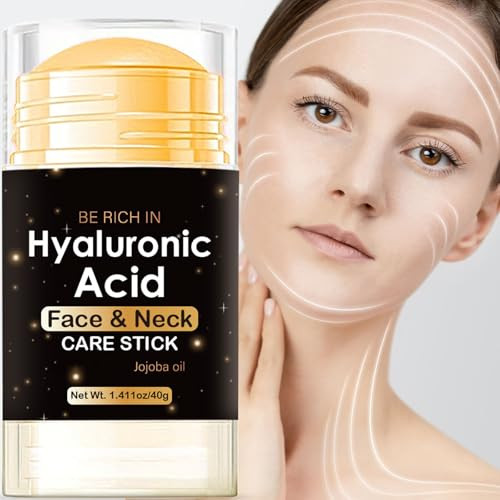 Krmspe Hyaluronic Acid Neck Facial Care Stick Face Moisturizer With Hyaluronic Acid Lifting & Firming Day & Night Facial Hydrating Serum Balm Stick Nourishing Anti Aging Repair Cream For All Skin Types