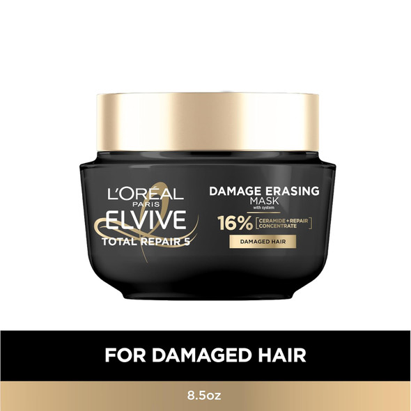 L'Oreal Paris Hair Care Elvive Total Repair 5 Damage Erasing Balm Conditioning Hair Mask For Damaged Hair With Almond And Protein 8.5 Fl Oz (Pack Of 2)(Packaging May Vary)