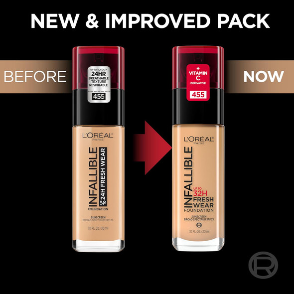 L'Oreal Paris Makeup Infallible Up To 32 Hour Fresh Wear Lightweight Foundation 411 Beige Ivory 1 Fl Oz Packaging May Vary