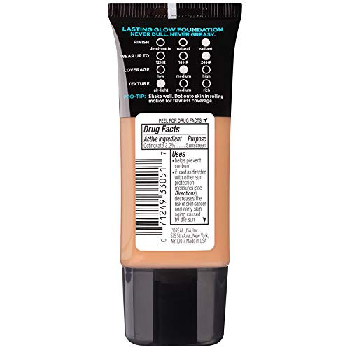 L'Oreal Paris Makeup Infallible Up To 24Hr Pro-Glow Foundation Buff Beige 1 Fl Oz.