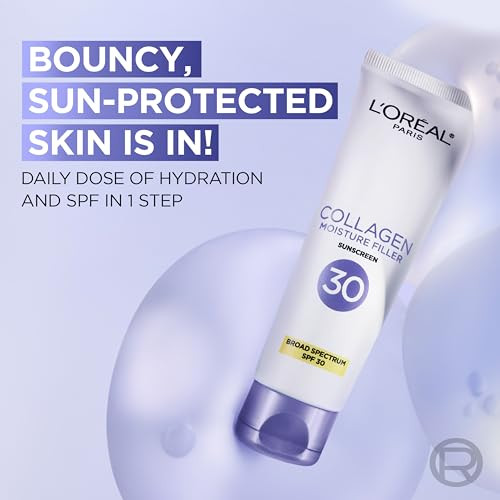 L'Oreal Paris Collagen Moisture Filler Face Cream With Broad Spectrum Spf 30 Anti-Aging Moisturizer And Daily Sunscreen Includes Face Serum Sample