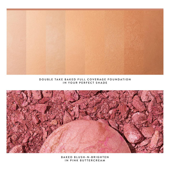 Laura Geller York The Classic Matte Look - Liquid (3 Piece) Double Take Liquid Foundation Porcelain Retractable Kabuki Brush Baked Blush-N-Brighten Pink Buttercream