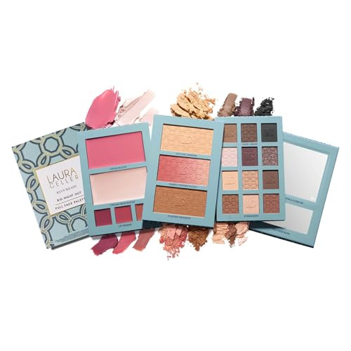 Laura Geller York Rsvp-Ready Big Night Out Full Face Travel Makeup Palette - All-In-One Set Includes Eyeshadows Eye Liners Blush Bronzer Highlighter Setting Powder And Lip Creams