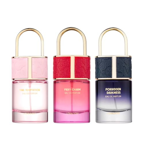Lonkoom Perfumes Set Pink Temptation Fiery Charm Forbidden Darkness Perfumes For Women Men Floral Fruity Woody Eau De Parfum Long Lasting Fragrance Notes Of Bergamot Almond Coffee Lemon Jasmine Vanilla