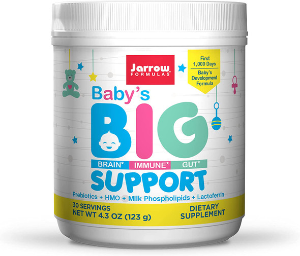 Jarrow Formulas Baby's Big Support - 4.3 oz Powder - Infant Development Formula for Brain, Gut & Immune Support - Contains Prebiotics, HMO, Milk Lipids & Lactoferrin - Approx. 30 Servings