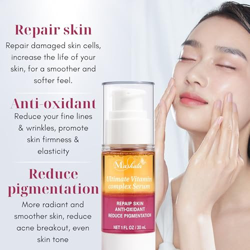 Mashata Ultimate Vitamin C Face Serum 1 Fl Oz - 20% Vitamin C + Niacinamide + Vitamin E - Brightening Anti-Wrinkle Firming Serum For Face Acne Marks And Hyperpigmentation