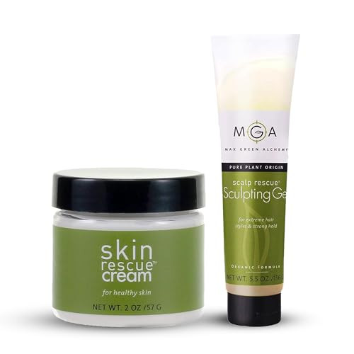 Max Green Alchemy Sun Rescue Cream & Vegan Sculpting Gel: Organic Strong Hold For Extreme Styles Safe For Colored & Curly Hair