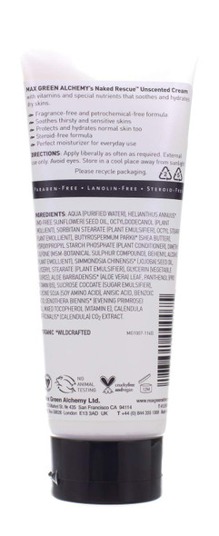Max Green Alchemy Vegan Unscented Cream - Rescue Body & Face Moisturizer Natural & Organic Skin Care Moisturizer For Dry & Sensitive Skin Fragrance Non Greasy & Hydrating Cream 2Oz