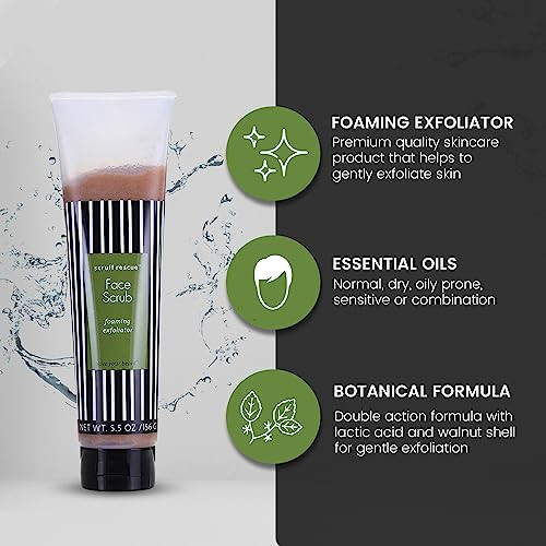 Mga Vegan Face Scrub - Scruff Rescue Face Scrub Daily Exfoliator & Wash For Deep Cleaning Prevents Blackheads & Ingrown Hairs Ph Balanced Walnut Shell Microdermabrasion 5.5 Oz