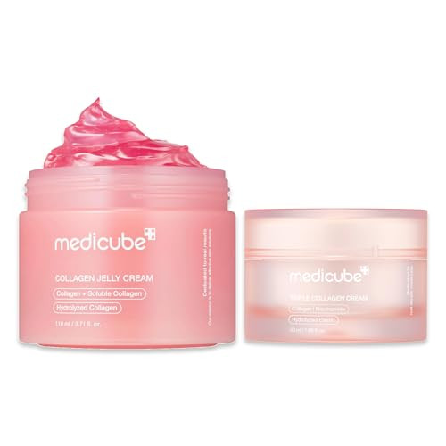 Medicube Viral Collagen Big Size Duo: Collagen Jelly Cream 110Ml And Triple Collagen Cream Niacinamide Hyaluronic Acid For Glowing Fimer-Looking Skin Holiday Stocking Stuffers
