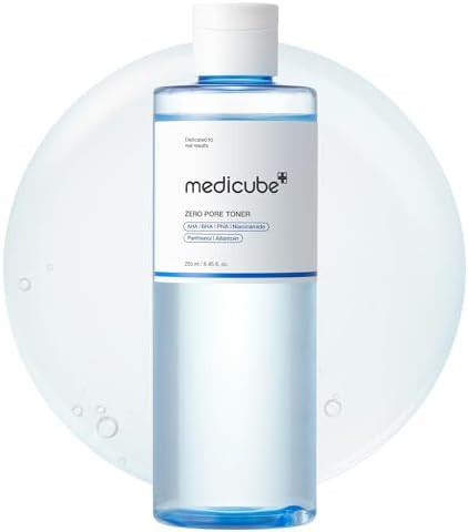 Medicube Zero Pore Toner I Exfoliating & Hydrating Blue Bottle Water Toner With Aha Bha Pha Niacinamide And Panthenol Korean Skin Care For Pores Texture And Moisture Care (8.45 Fl. Oz.)