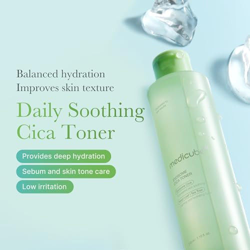 Medicube Exosome Cica Toner Daily Soothing Toner With Exosome Cica Heartleaf Tea Tree 12 Kinds Of Cica Low Irritation Sebum Care Korean Skin Care For Stressed Skin (210Ml / 7.10 Fl.Oz.)