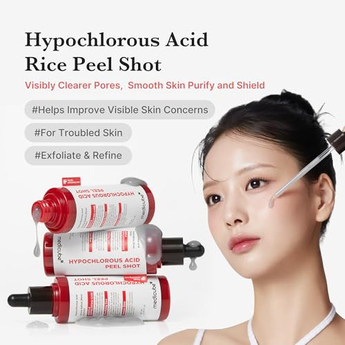 Medicube Hypochlorous Acid Rice Peel Shot Gentle Exfoliating Serum For Dead Skin Cells & Pore Care Blackheads & Excess Sebum Control Rice Extract Panthenol For Hydrating & Smoothing Care