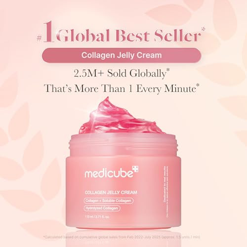 Medicube Pink Glass Glow Duo For Uneven Skin: Collagen Jelly Cream 110Ml And Salmon Dna Pdrn Pink Collagen Jelly Gel Mask (4Ea) Holiday Stocking Stuffers