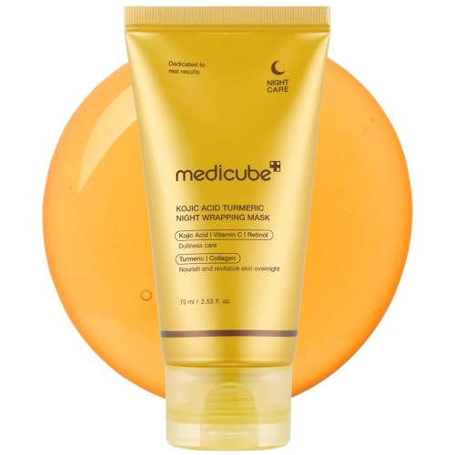 Medicube Overnight Glow Duo For Uneven Skin Tone: Turmeric Overnight Wrapping Peel Off Mask 2.0 And Jelly Brush Holiday Stocking Stuffers