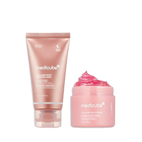 Medicube Korean Collagen For Beginner: Collagen Overnight Wrapping Peel Off Facial Mask Pack And Collagen Jelly Cream (1.69 Fl Oz (50Ml) Holiday Stocking Stuffers