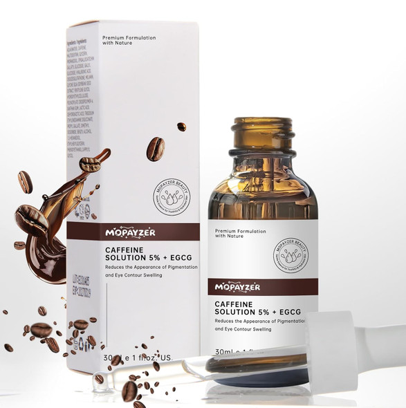 Mopayzer Caffeine Solution 5% + Egcg Caffeine Eye Serum For Face 30 Ml/ 1 Pcs Moisturizing Under Eye Solution For Reduces Dark Circles & Puffiness.