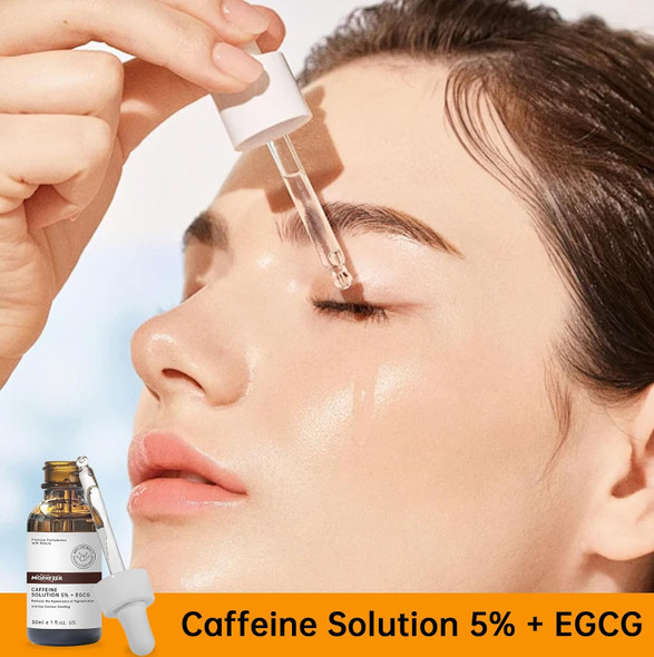 Mopayzer Caffeine Solution 5% + Egcg Caffeine Eye Serum For Face 30 Ml/ 1 Pcs Moisturizing Under Eye Solution For Reduces Dark Circles & Puffiness.