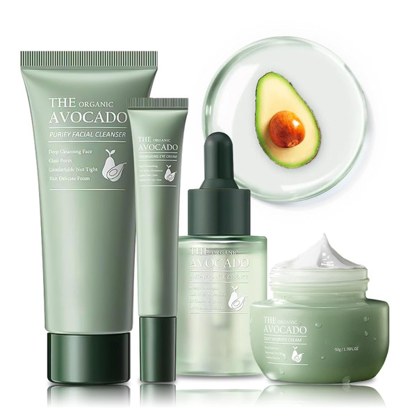 Mopayzer Avocado Skin Care Set Skincare S Kits For Hydrating Skin Anti Aging Facial Kit For Women With Facial Cleanser Toner Face Serum Lotion Face Cream Eye Cream. (6 Pieces)