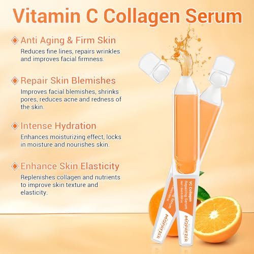Mopayzer Vitamin C Serum With Niacinamide 30 Pcs Vitamin C Collagen Serum For Face Anti Aging Face Serums For Fine Lines Spots & Wrinkles Intense Hydration Boosts Collagen Daily Skin Care Ampoule Essence