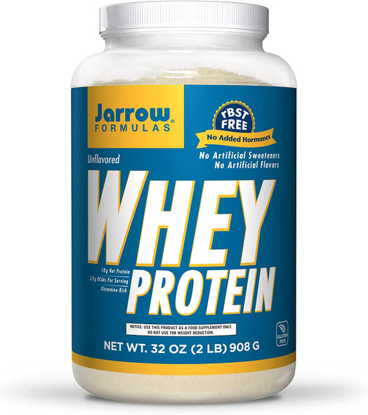 Jarrow Formulas Whey Protein, Unflavored - 908G Powder - Supports Muscle Development - Rich In Bcaas - Approx. 38 Servings