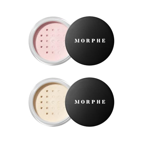 Morphe Totally Set Mini Brighten & Set Setting Powder Duo - Lightweight Talc- Powder For Face Makeup Natural Finish - Minimizes Shine For Up To 24Hr - Translucent (2 Count)