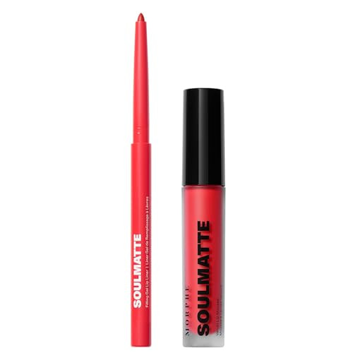 Morphe Soulmatte Lip Duo - Lip Liner (0.007 Oz) & Matte Lipstick (0.13 Fl Oz) With Vitamin E & Nourishing Oils For Bold Long-Wear Color & Definition - First Kiss