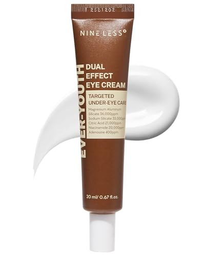 Nineless Ever-Youth Dual Effect Eye Cream Korean Skincare Instant Lifting Technology For Firm Eyes With Niacinamide Adenosine Hyaluronic Acid Ceramides For Fine Lines Bags Puffiness 0.5 Fl Oz